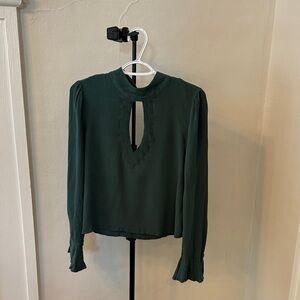 re:named Dark Green Keyhole Blouse